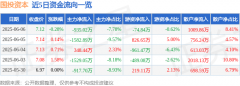 股票行情快报：国投资本（600061）6月6日主力资金
