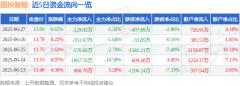 股票行情快报:国投智能(300188)6月27日主力资